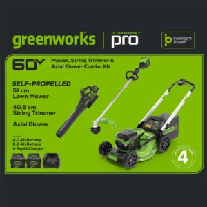 GREENWORKS 60V 51cm Self-Propelled Lawnmower Ultimate Start Up Kit
