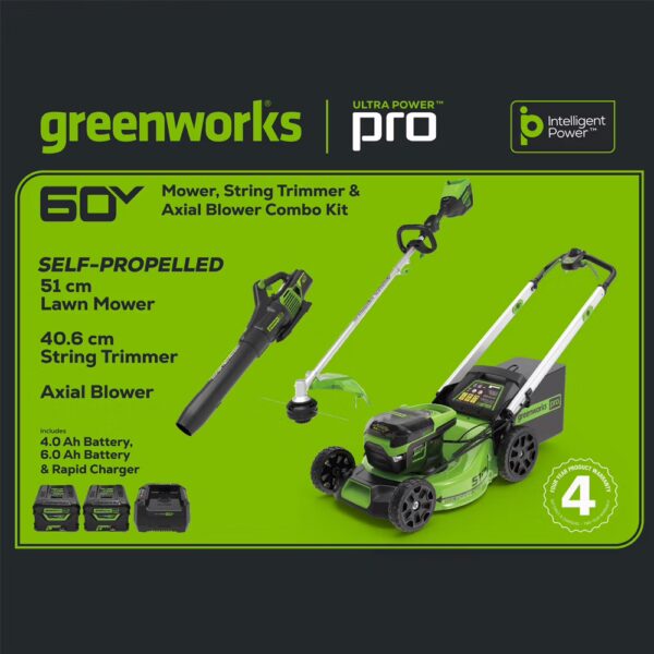 GREENWORKS 60V 51cm Self-Propelled Lawnmower Ultimate Start Up Kit GREENWORKS 60V 51cm Self-Propelled Lawnmower Ultimate Start Up Kit