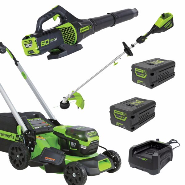 GREENWORKS 60V 51cm Self-Propelled Lawnmower Ultimate Start Up Kit components GREENWORKS 60V 51cm Self-Propelled Lawnmower Ultimate Start Up Kit components