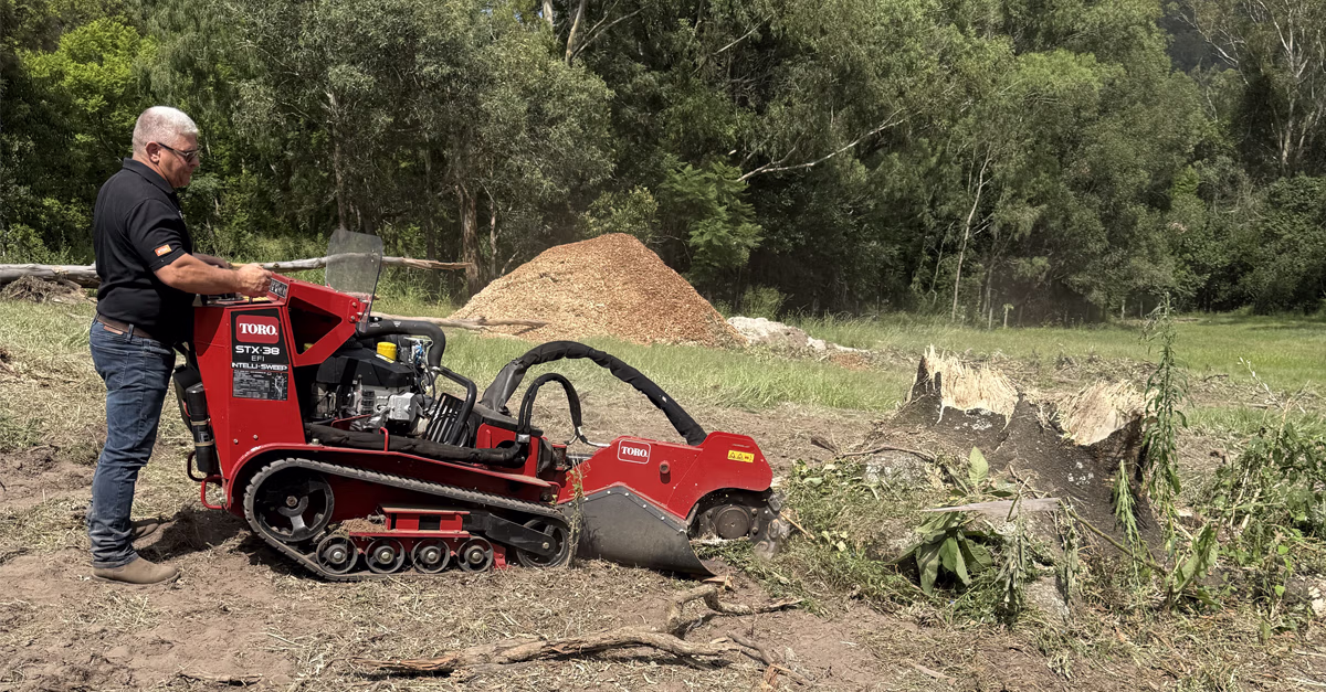 Toro STX-38 stump grinder being tested on large tree stump in Brisbane
